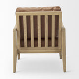 Mercana Raeleigh 28.0L x 34.1W x 34.4H Cognac Leather W/ Light Brown Wood Frame Accent Chair