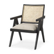 Mercana Donna Black Wood Cane-Back w/ Beige Upholstered Seat Accent Chair