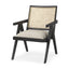 Mercana Donna Black Wood Cane-Back w/ Beige Upholstered Seat Accent Chair