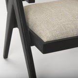 Mercana Donna Black Wood Cane-Back w/ Beige Upholstered Seat Dining Chair