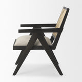 Mercana Donna Black Wood Cane-Back w/ Beige Upholstered Seat Dining Chair