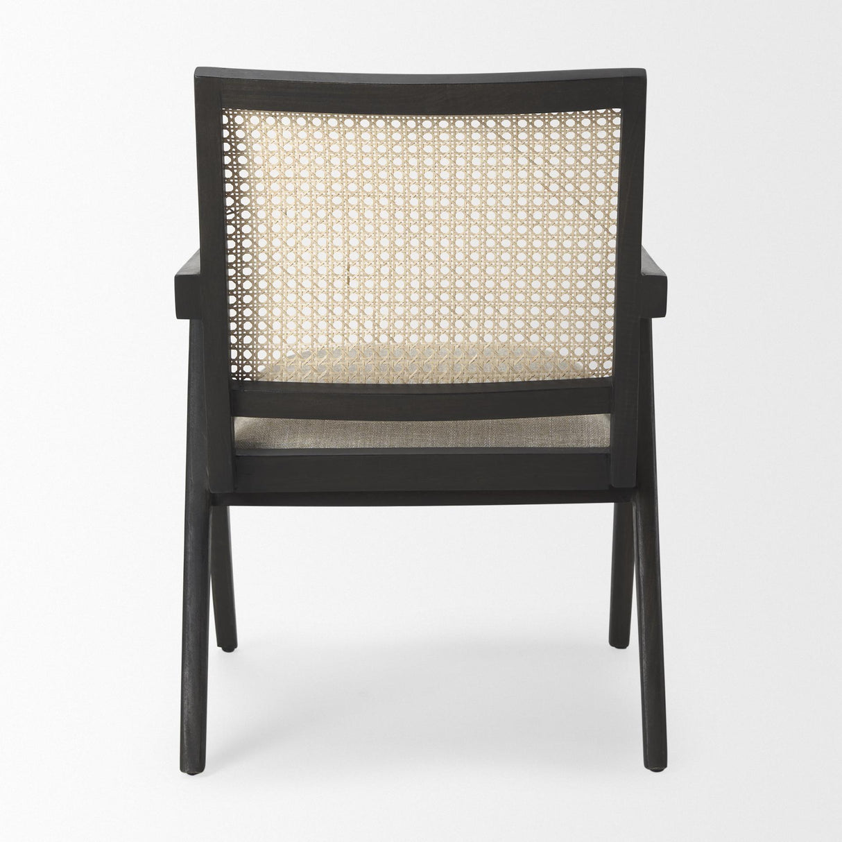 Mercana Donna Black Wood Cane-Back w/ Beige Upholstered Seat Dining Chair