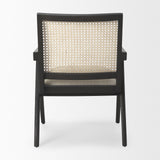 Mercana Donna Black Wood Cane-Back w/ Beige Upholstered Seat Dining Chair
