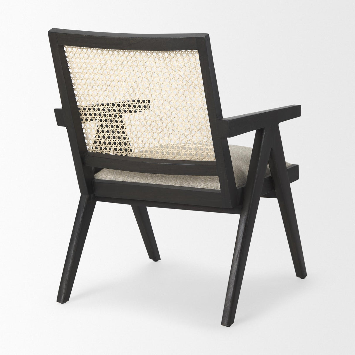 Mercana Donna Black Wood Cane-Back w/ Beige Upholstered Seat Dining Chair