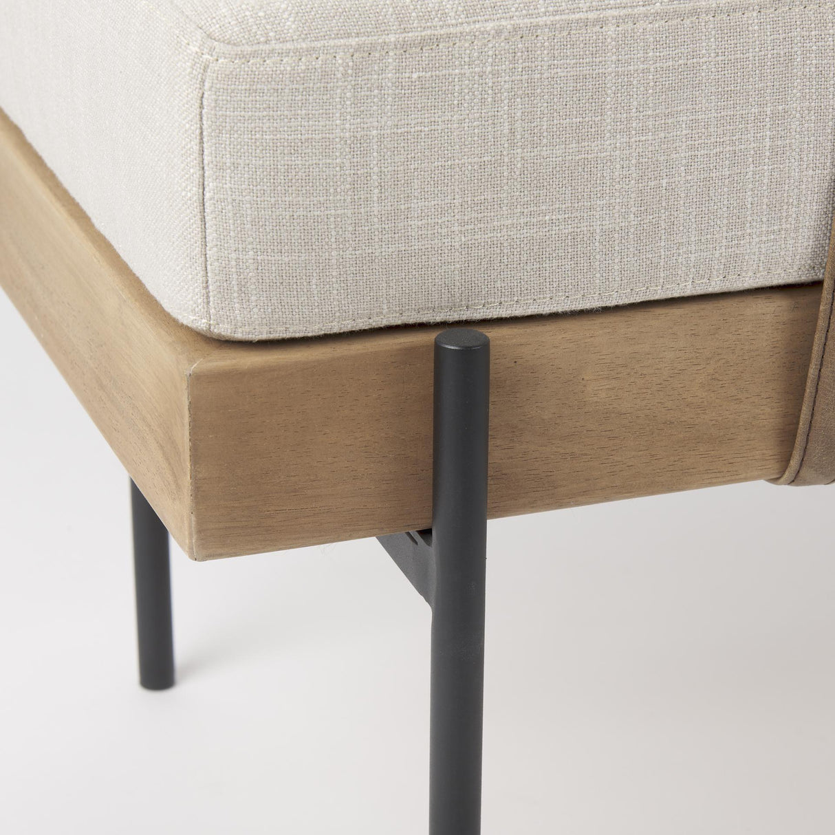 Mercana Colburne Cream Fabric w/Brown Wood Bench