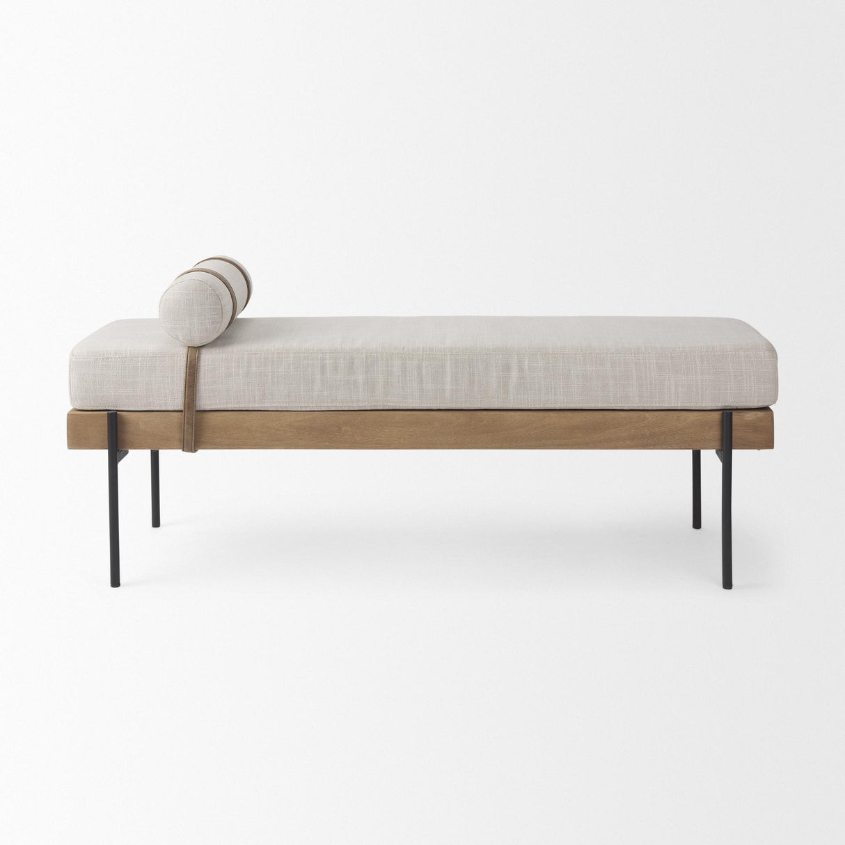 Mercana Colburne Cream Fabric w/Brown Wood Bench
