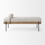 Mercana Colburne Cream Fabric w/Brown Wood Bench