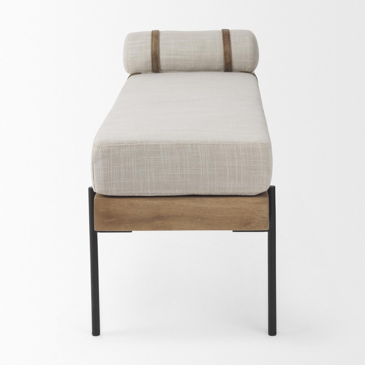 Mercana Colburne Cream Fabric w/Brown Wood Bench