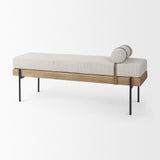 Mercana Colburne Cream Fabric w/Brown Wood Bench