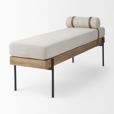 Mercana Colburne Cream Fabric w/Brown Wood Bench