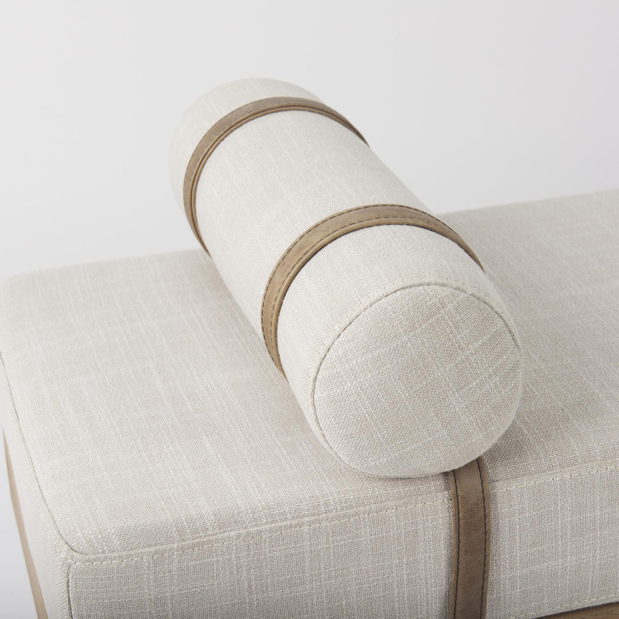 Mercana Colburne Cream Fabric w/Brown Wood Bench