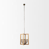 Mercana Kiley Warm Wood Basket Lantern Pendant Light