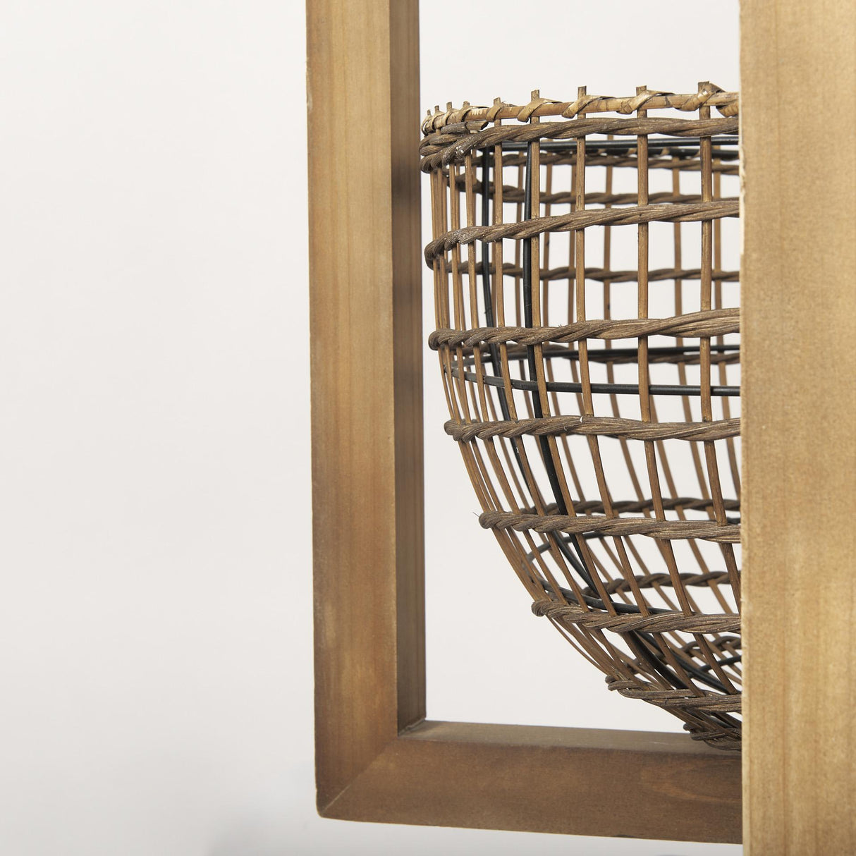 Mercana Kiley Warm Wood Basket Lantern Pendant Light