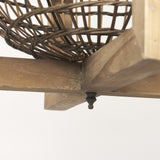 Mercana Kiley Warm Wood Basket Lantern Pendant Light