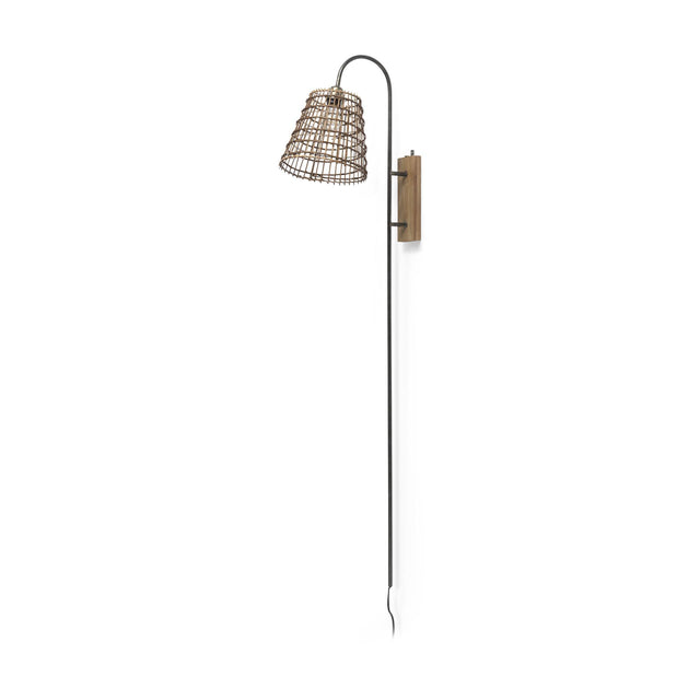 Mercana Kiley 28.0L x 7.0W x 15.6H Brown Woven Shade W/Black Metal Wall Sconce