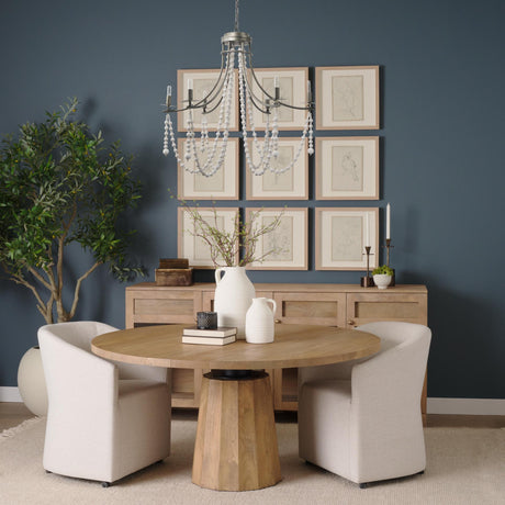 Mercana Selma White Wood Bead and Metal Chandelier