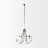 Mercana Selma White Wood Bead and Metal Chandelier
