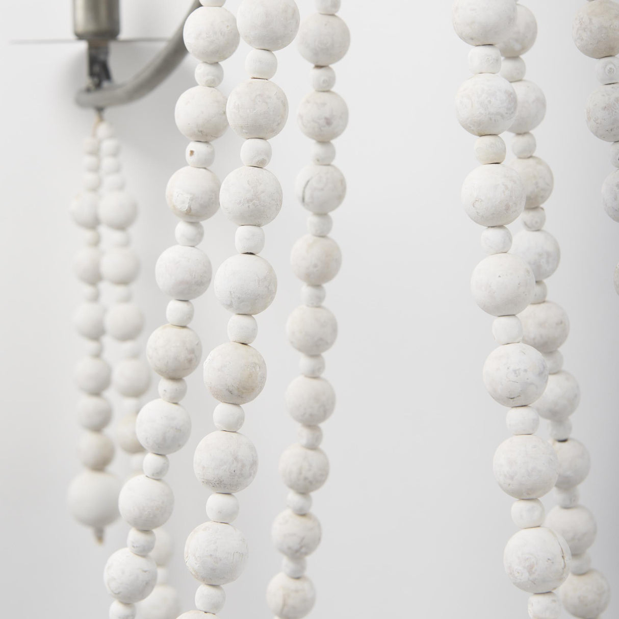 Mercana Selma White Wood Bead and Metal Chandelier