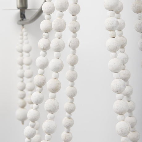 Mercana Selma White Wood Bead and Metal Chandelier