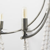 Mercana Selma White Wood Bead and Metal Chandelier