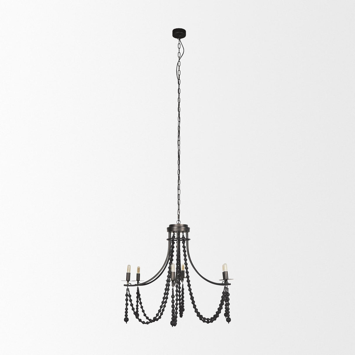 Mercana Selma Black Wood Bead and Metal Chandelier