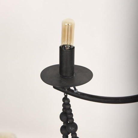 Mercana Selma Black Wood Bead and Metal Chandelier