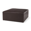 Mercana Minara 36L x 36W x 16H Square Dark Brown Leather Wrapped Ottoman