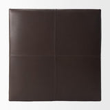 Mercana Minara 36L x 36W x 16H Square Dark Brown Leather Wrapped Ottoman