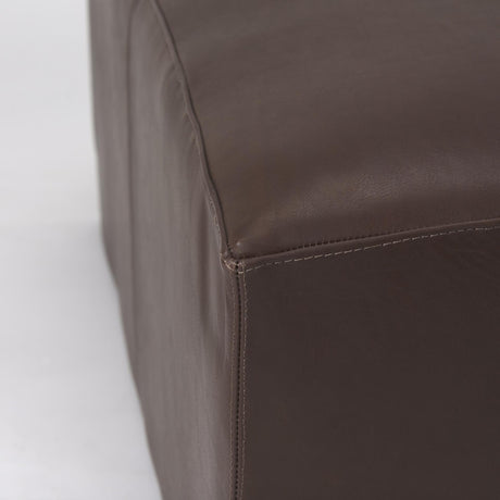 Mercana Minara 36L x 36W x 16H Square Dark Brown Leather Wrapped Ottoman