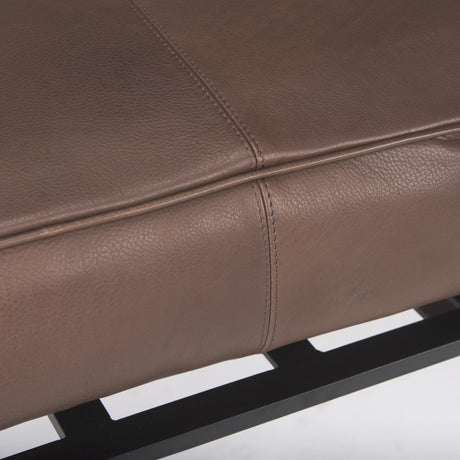 Mercana Jessie 55L x 16W x 19H Dark Brown Leather Seat W/Black Metal Base Accent Bench