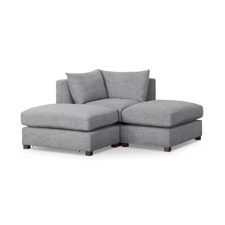 Mercana Valence 3 Piece (W/ 2 x Ottoman) Castlerock Gray Modular Sofa Set