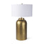 Mercana Leo 18.0L x 18.0W x 31.0H Gold Hammered W/White Fabric Shade Table Lamp