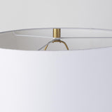 Mercana Leo 18.0L x 18.0W x 31.0H Gold Hammered W/White Fabric Shade Table Lamp