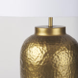 Mercana Leo 18.0L x 18.0W x 31.0H Gold Hammered W/White Fabric Shade Table Lamp