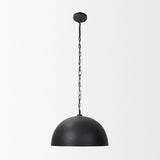 Mercana Karina 24" Round Matte Black Hammered Metal Dome Pendant Light