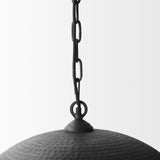 Mercana Karina 24" Round Matte Black Hammered Metal Dome Pendant Light