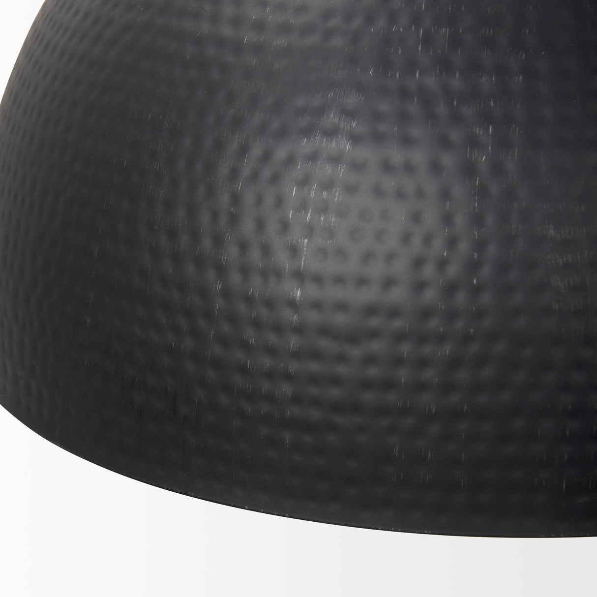 Mercana Karina 24" Round Matte Black Hammered Metal Dome Pendant Light