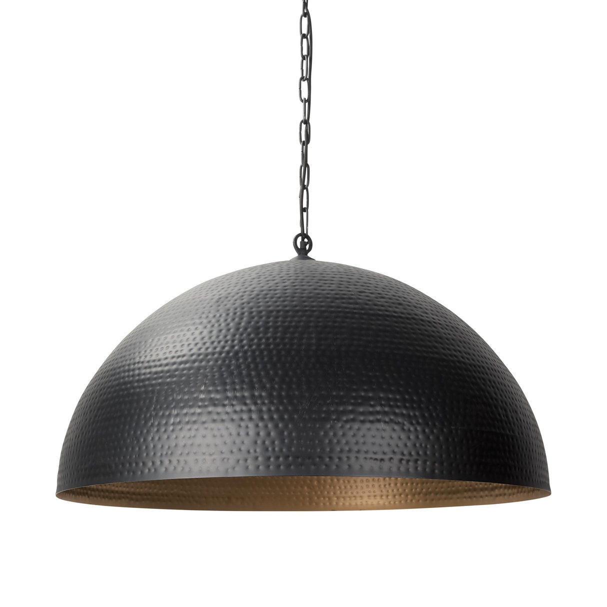 Mercana Karina 36" Round Matte Black Hammered Metal Dome Pendant Light