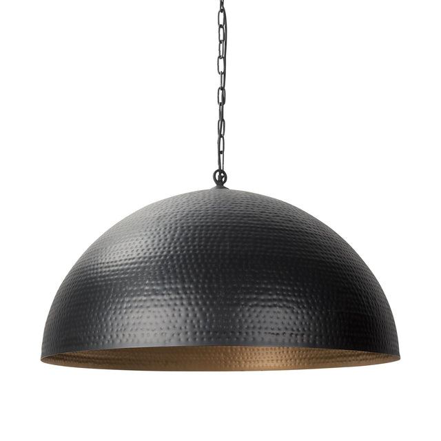 Mercana Karina 36" Round Matte Black Hammered Metal Dome Pendant Light