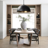 Mercana Karina 36" Round Matte Black Hammered Metal Dome Pendant Light