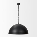 Mercana Karina 36" Round Matte Black Hammered Metal Dome Pendant Light