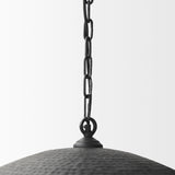 Mercana Karina 36" Round Matte Black Hammered Metal Dome Pendant Light