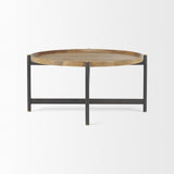 Mercana Marquisa 34.25L x 34.25W x 16.5H Small Brown Wood w/ Black Metal Coffee Table