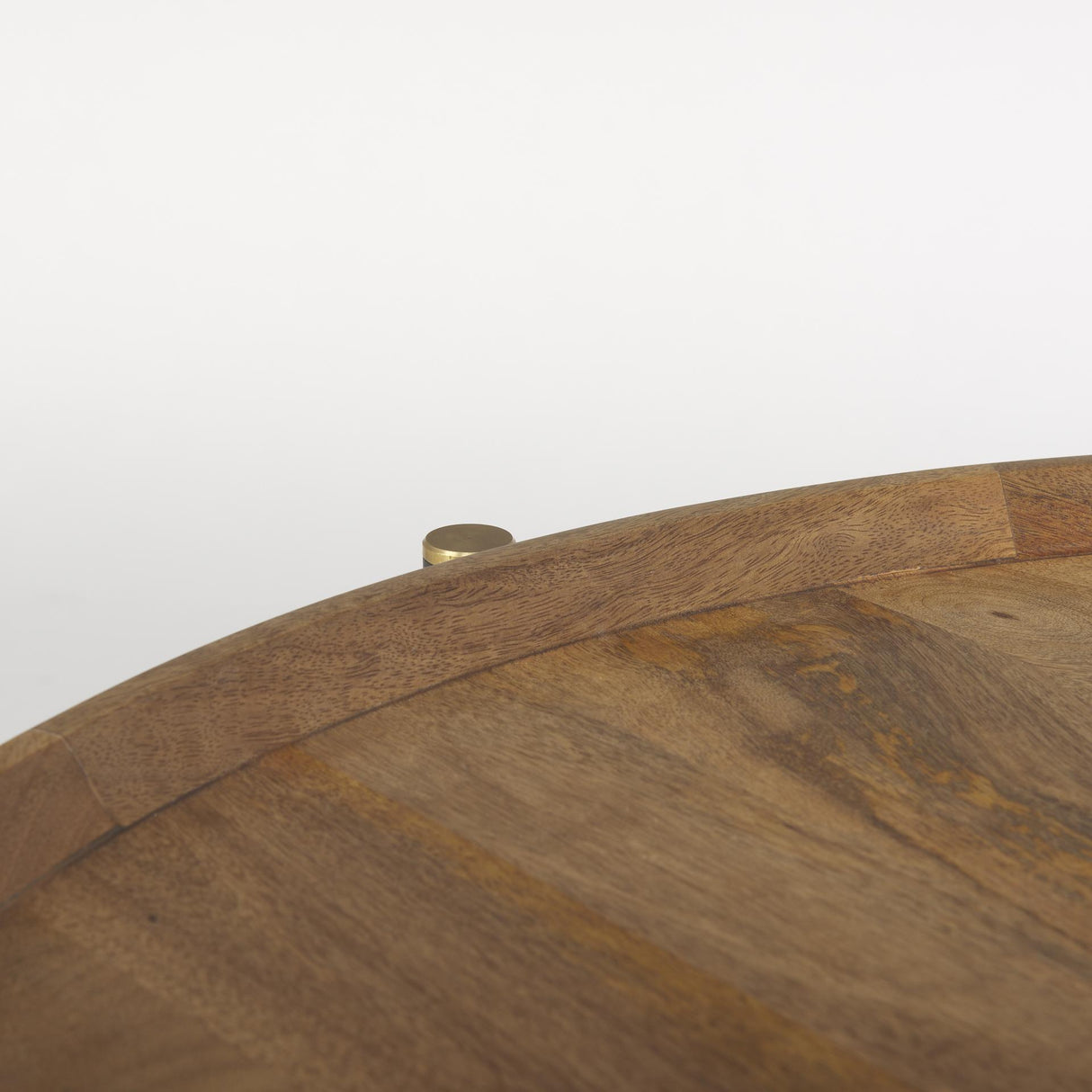 Mercana Marquisa 34.25L x 34.25W x 16.5H Small Brown Wood w/ Black Metal Coffee Table