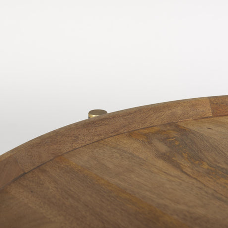 Mercana Marquisa 34.25L x 34.25W x 16.5H Small Brown Wood w/ Black Metal Coffee Table