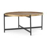 Mercana Marquisa Medium Brown Wood W/Black Metal Large Coffee Table
