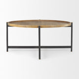 Mercana Marquisa Medium Brown Wood W/Black Metal Large Coffee Table