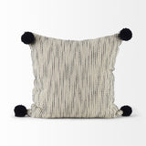 Mercana Krystal 18 x 18 Cream/Black Pom Pom Decorative Pillow Cover