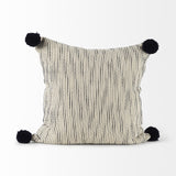 Mercana Krystal 18 x 18 Cream/Black Pom Pom Decorative Pillow Cover