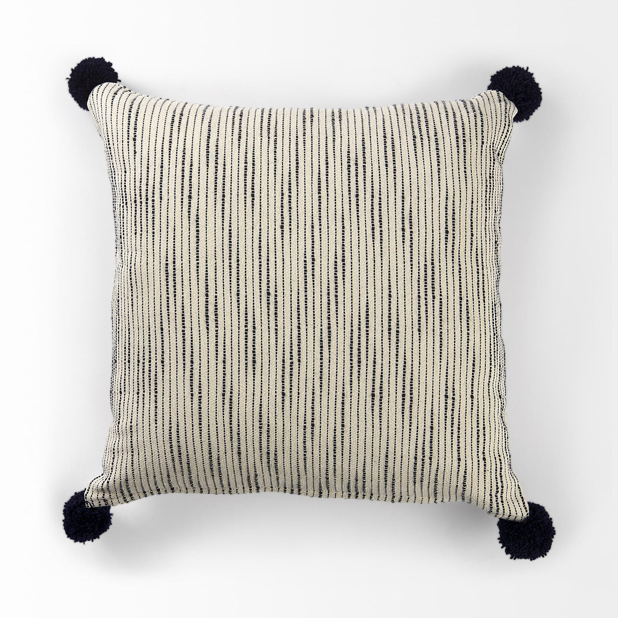 Mercana Krystal 18 x 18 Cream/Black Pom Pom Decorative Pillow Cover